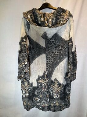 BABA India 100% Wool Open Front Waterfall Hooded Cardigan Jacket One Size Boho